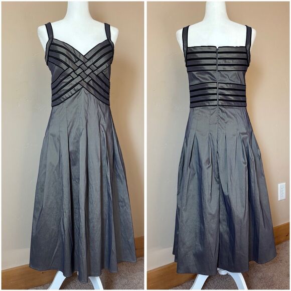 Alex Evenings Shimmer Bandage Built In Bra Fit And Flare Midi Gown Dress Sz 8 - Picture 1 of 12